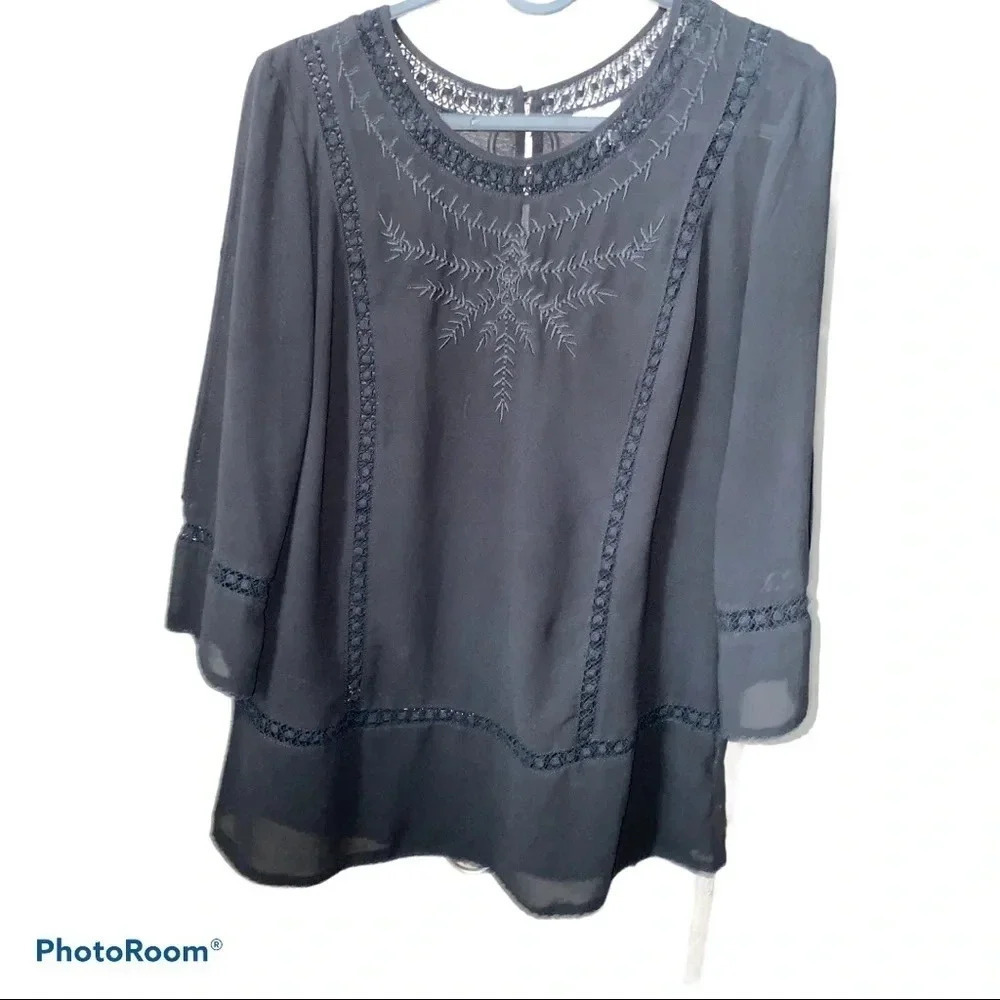 Dynamite  black sheer Blouse M